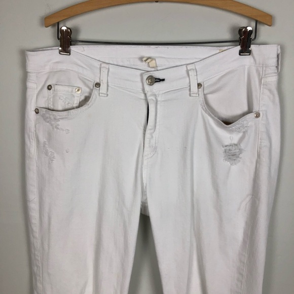 Rag & bone 32 dash slouchy skinny jeans white distressed W1518O337 - Picture 3 of 8